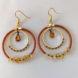 Handmade Beaded Earrings with Citrine